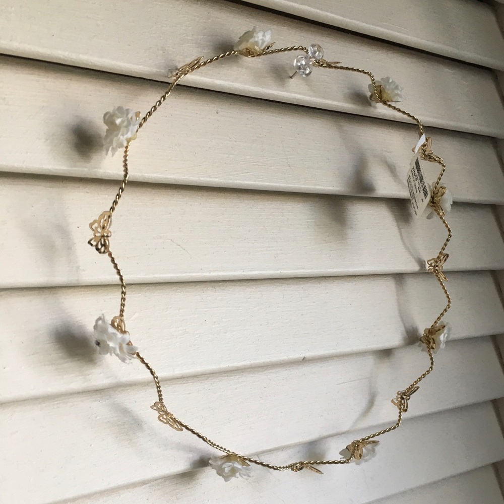 White Flowers & Gold Butterfly Headpiece | Icing
